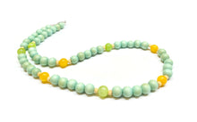 Load image into Gallery viewer, Mint Green Wood, Cloudy Yellow and Green FLower Jade Necklace
