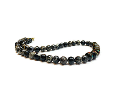 Yak Bone and Black Sea Jasper Beaded Necklace