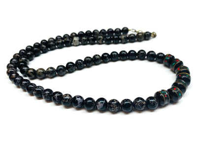 Yak Bone and Black Sea Jasper Beaded Necklace