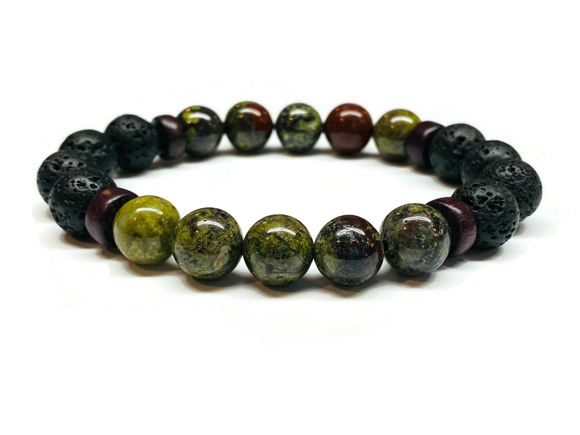 10mm Dragon Blood Jasper Lava Rock Bracelet