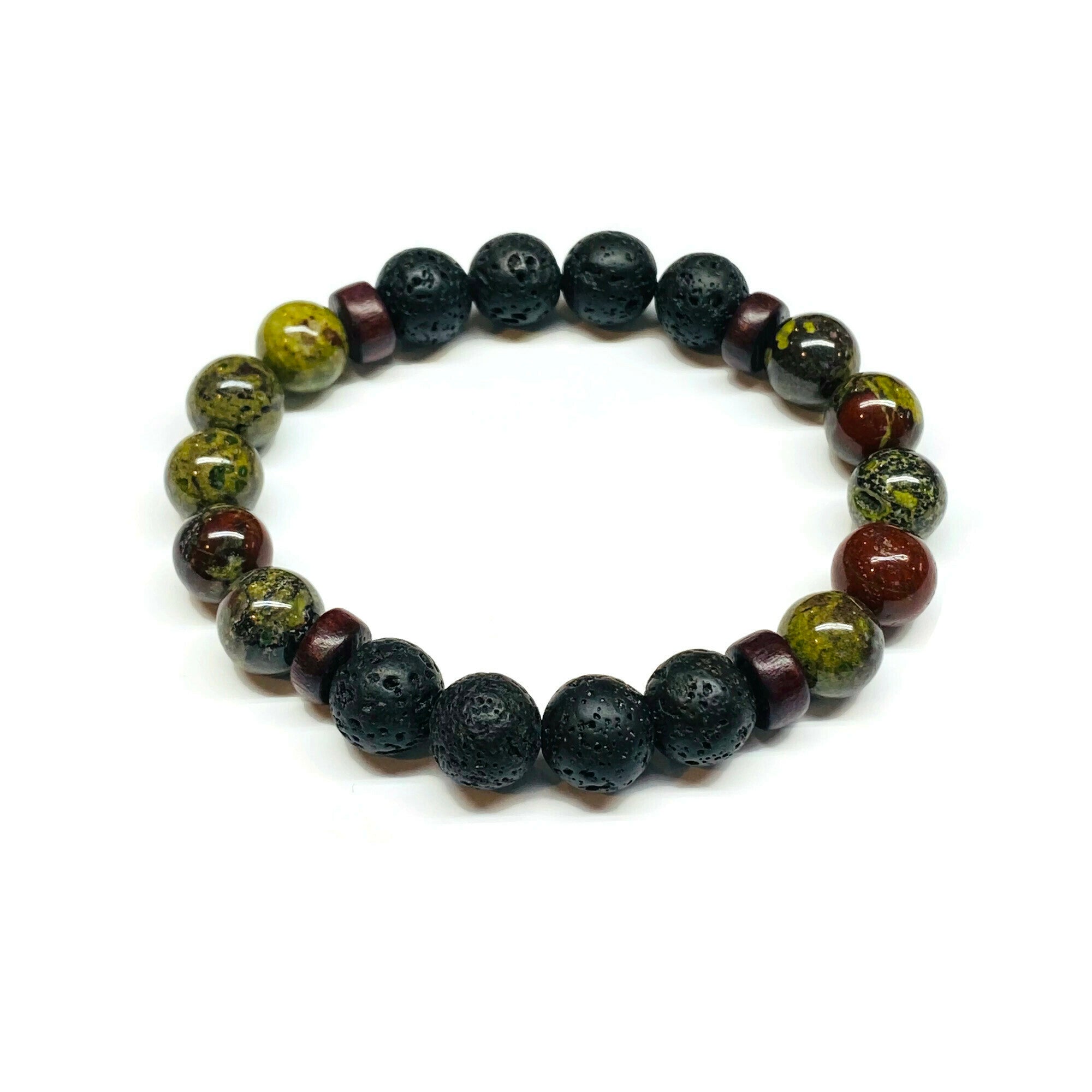 10mm Dragon Blood Jasper Lava Rock Bracelet