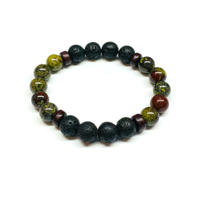 10mm Dragon Blood Jasper Lava Rock Bracelet