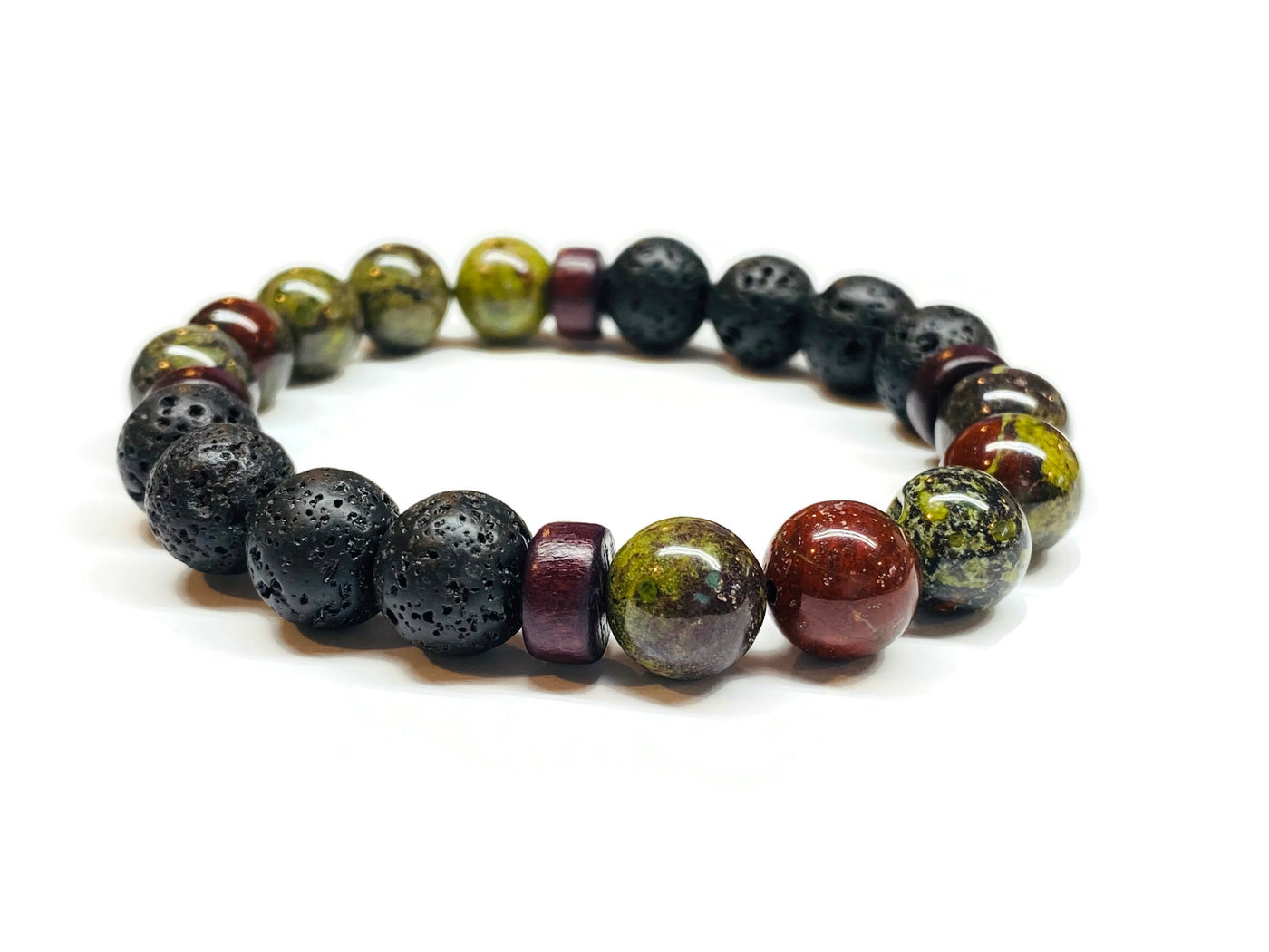 10mm Dragon Blood Jasper Lava Rock Bracelet