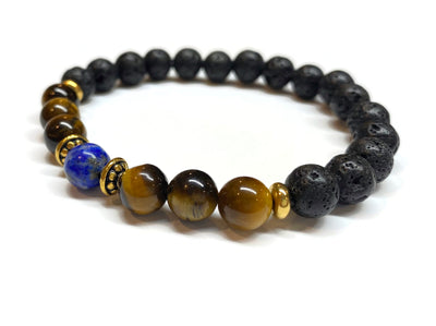 Lapis Lazuli Yellow Tiger Eye Lava rock Bracelet