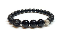 Load image into Gallery viewer, Howlite Skull Bali Beads and Black Onyx Beaded Bracelet
