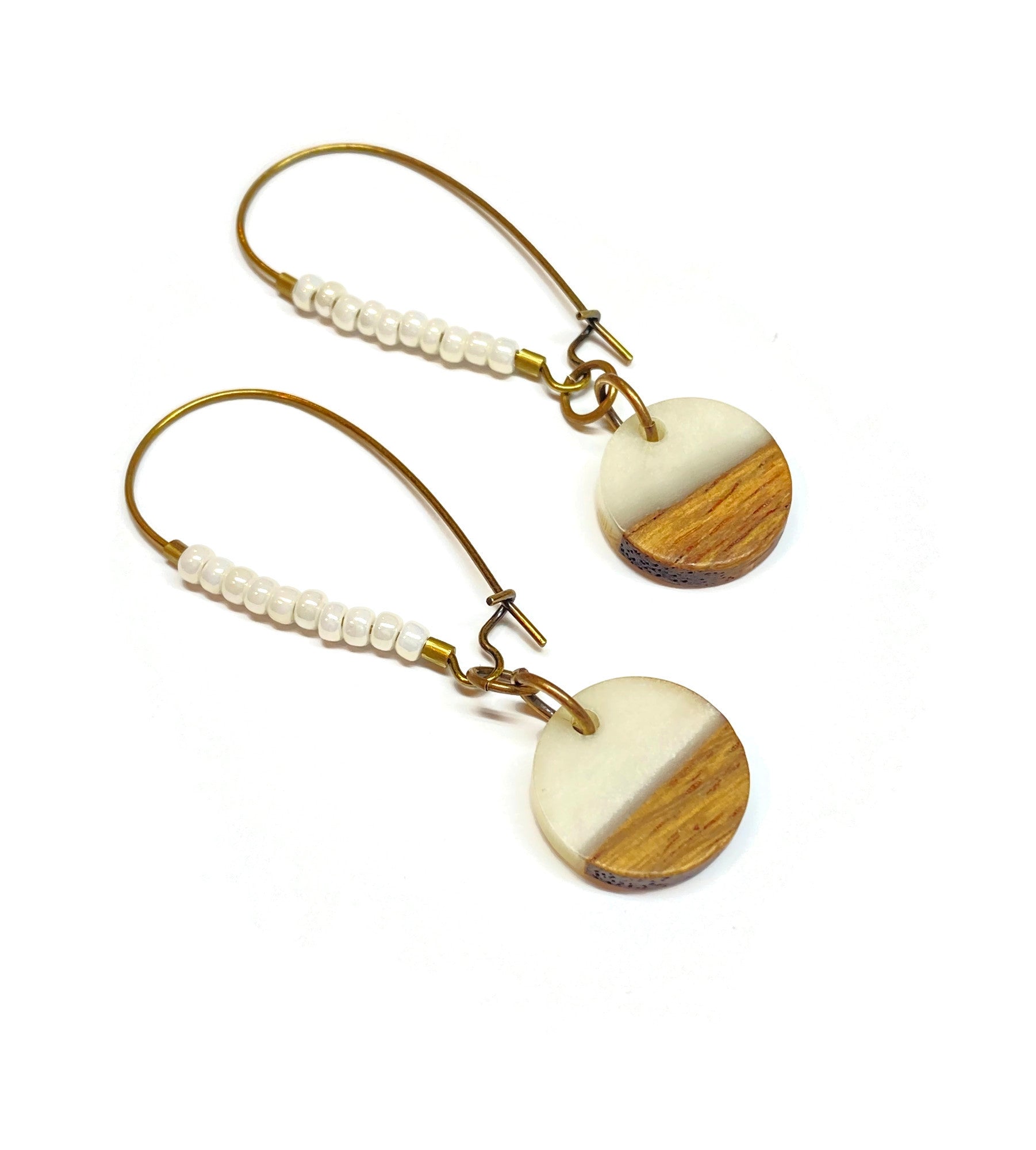 Wood resin dangle earrings