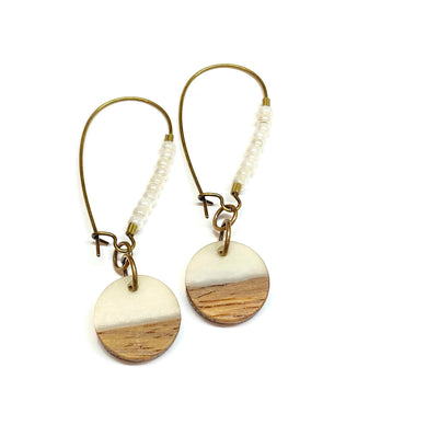 Wood resin dangle earrings