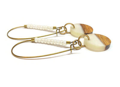 Wood resin dangle earrings