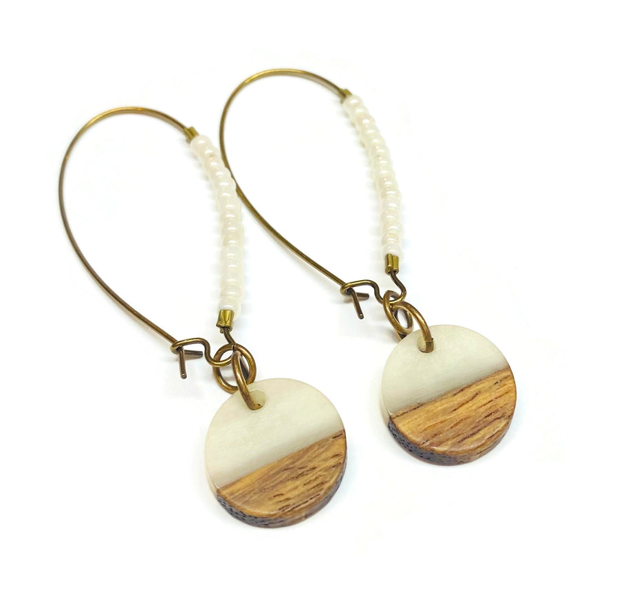 Wood resin dangle earrings