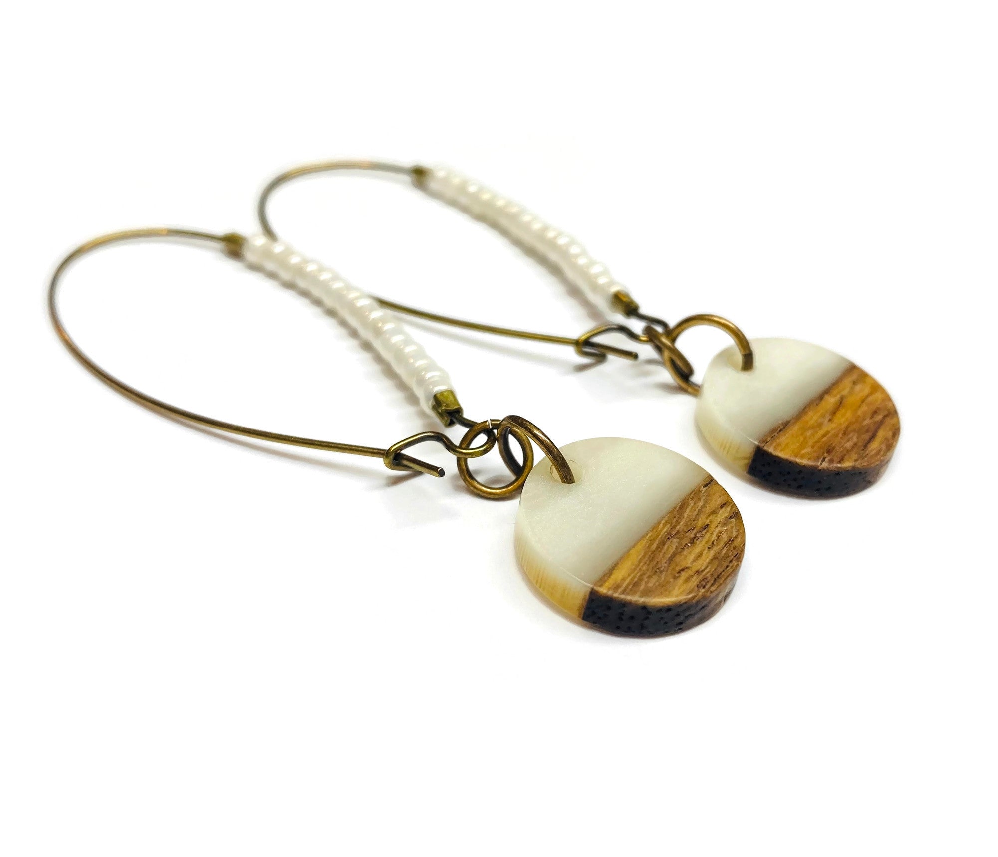 Wood resin dangle earrings