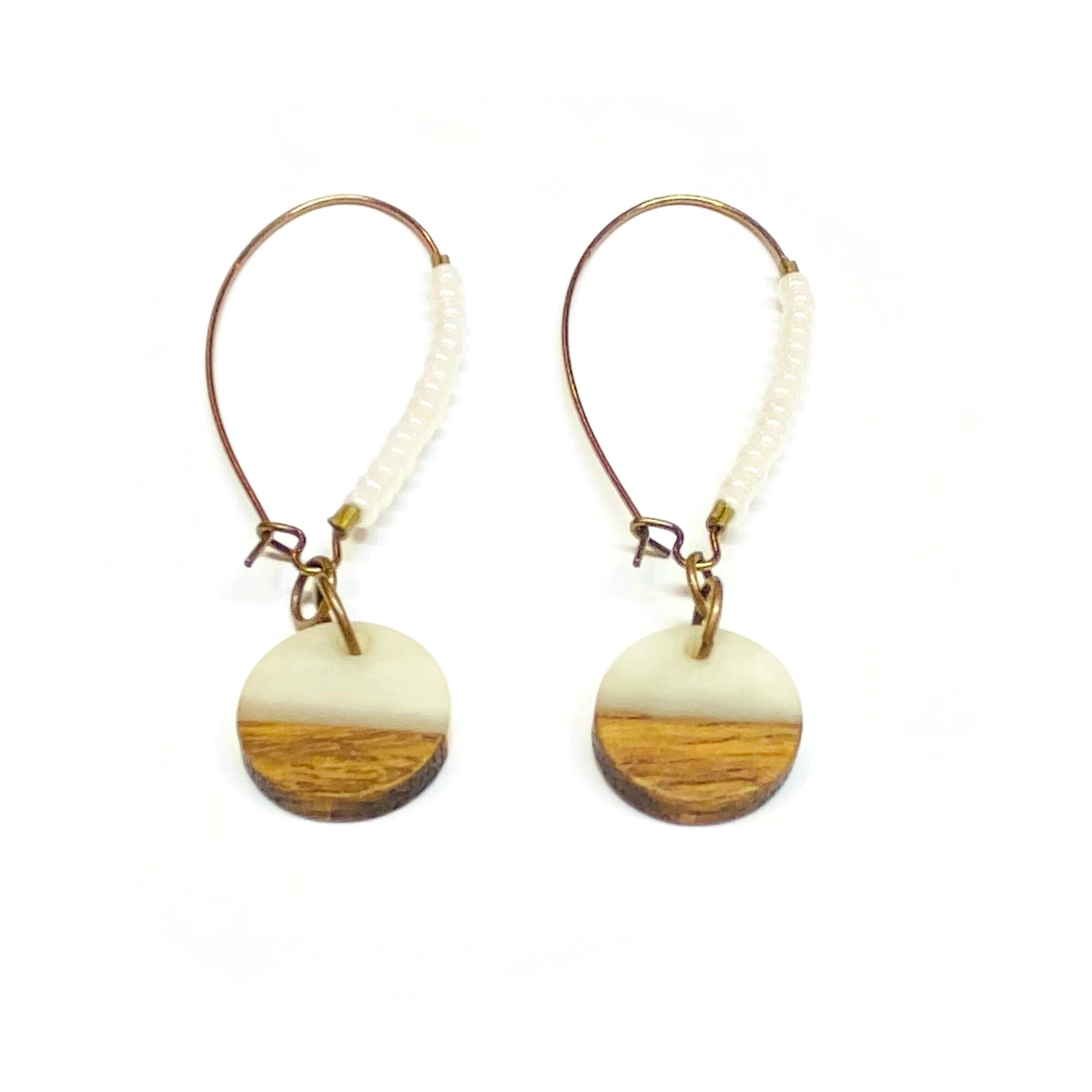 Wood resin dangle earrings