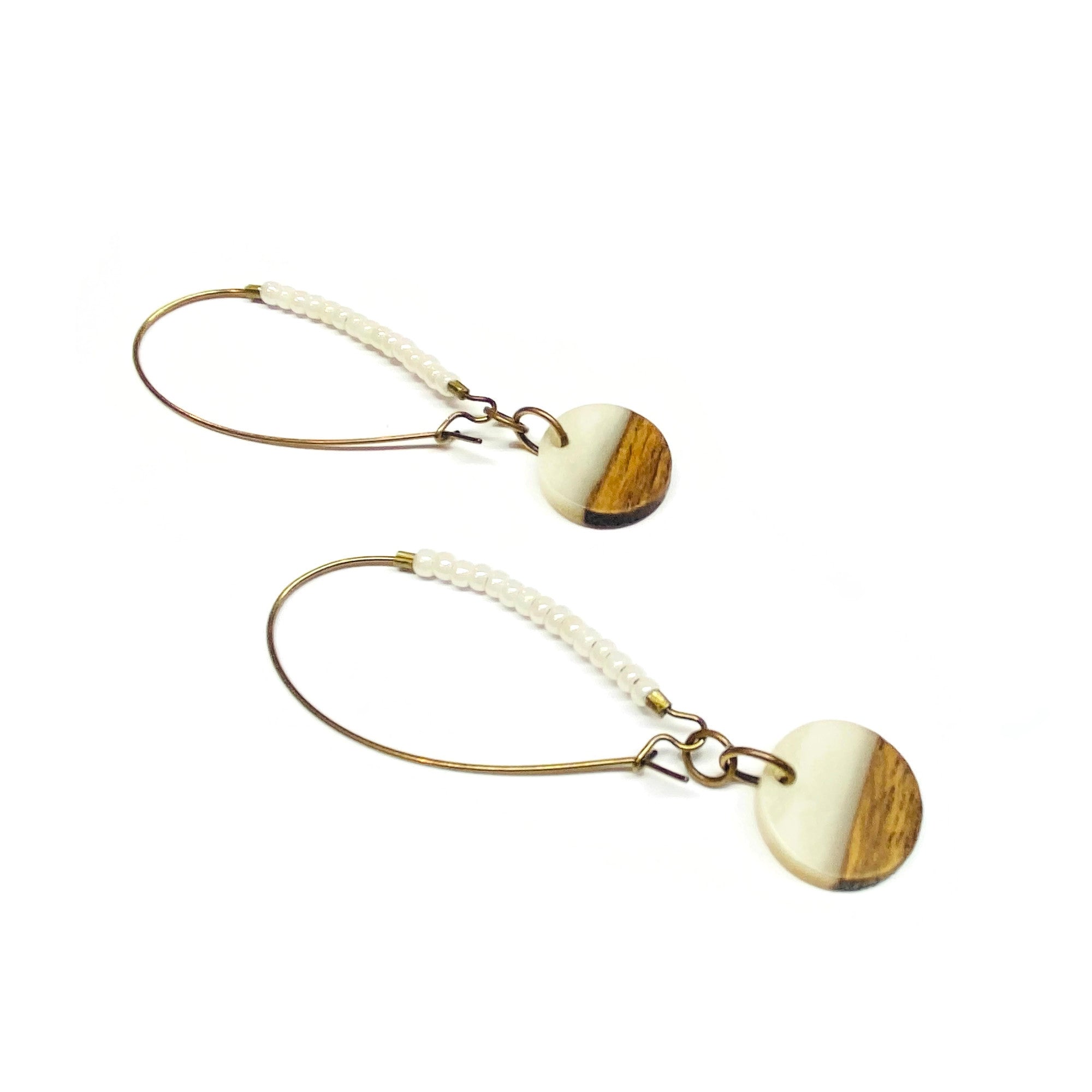 Wood resin dangle earrings