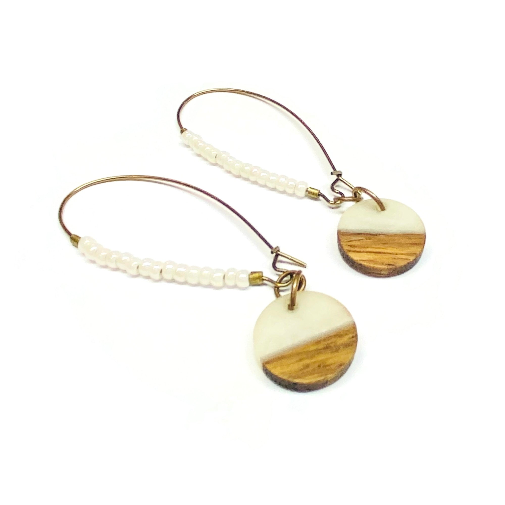 Wood resin dangle earrings