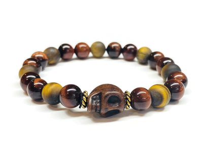 Skull beaded bracelet tiger eyes