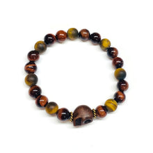 Load image into Gallery viewer, Tiger Eyes Skull Bracelet
