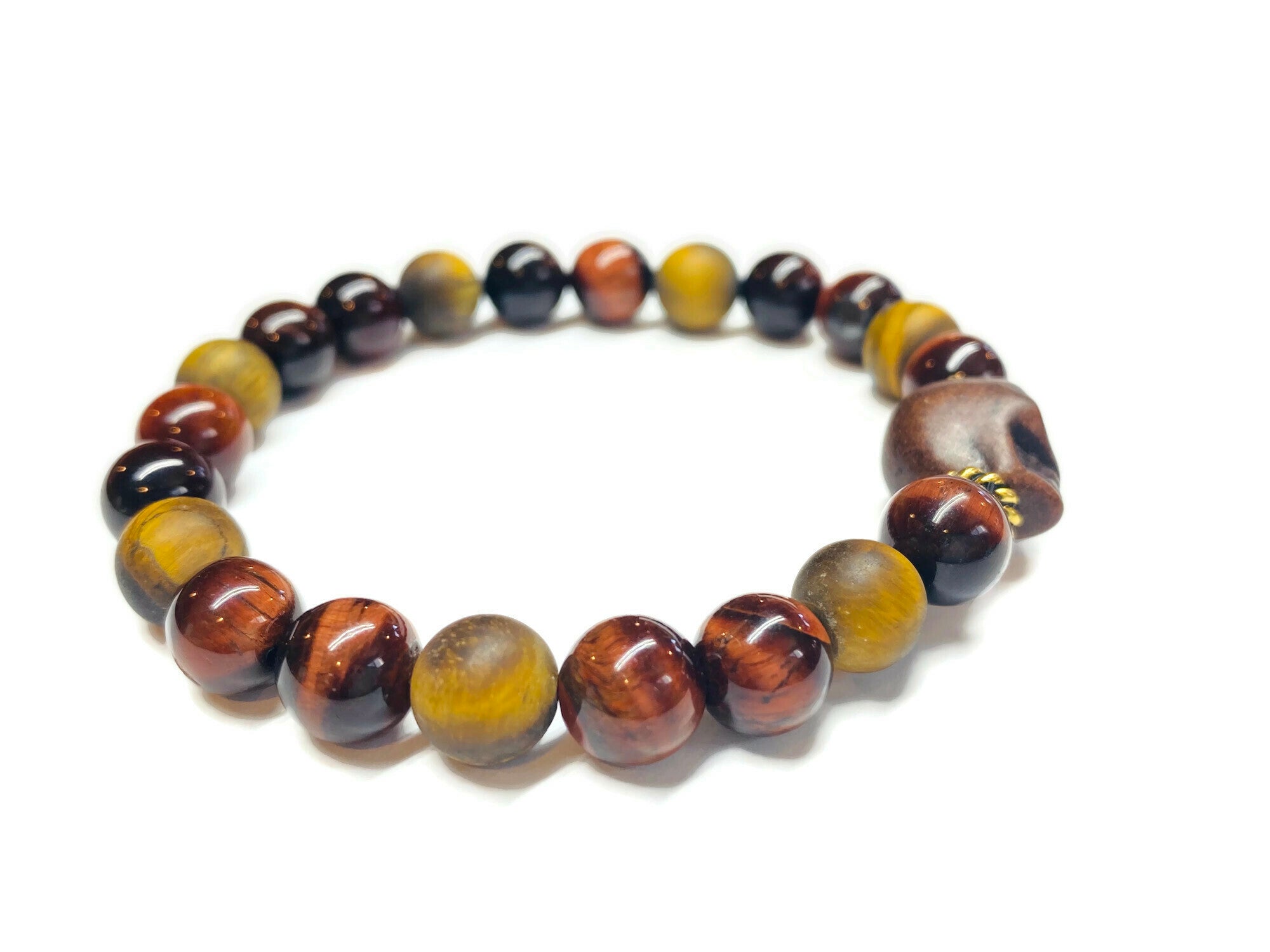 Tiger Eyes Skull Bracelet