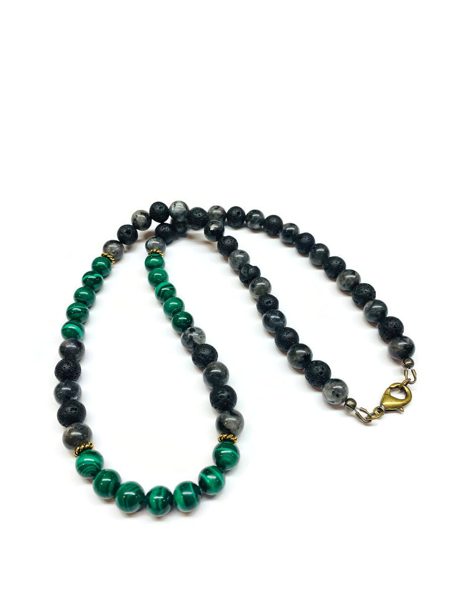 Malachite Beaded Necklace Men
