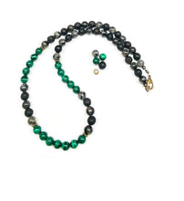 Load image into Gallery viewer, Genuine Malachite, Larvikite Labradorite, Lava Rock Necklace for Men
