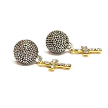 Load image into Gallery viewer, Sterling Silver Gold Plated Cross Earrings - Unisex
