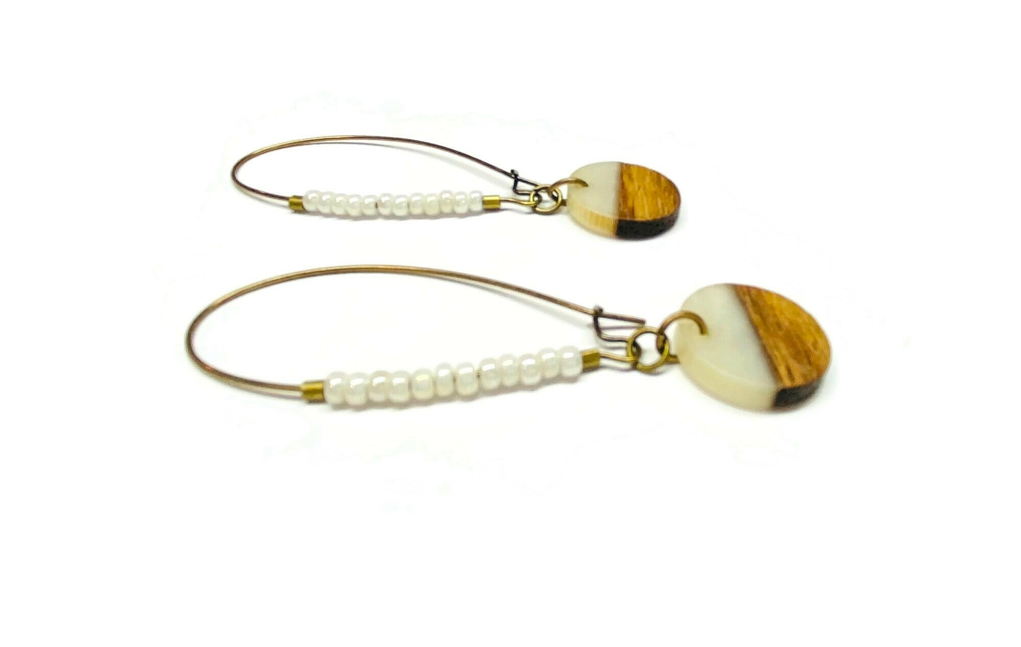 wood resin earrings