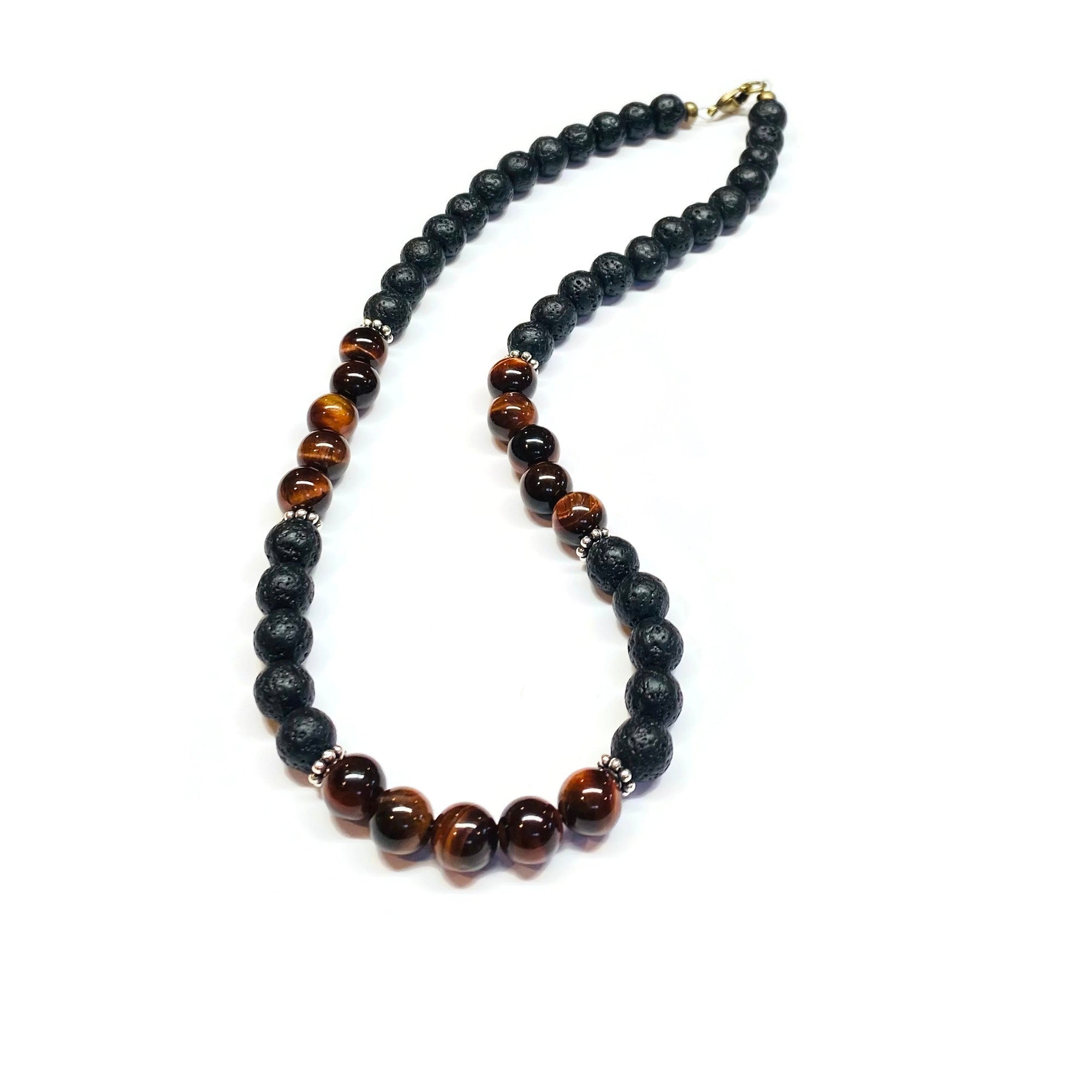 Tiger eye and Lava Rock Necklace