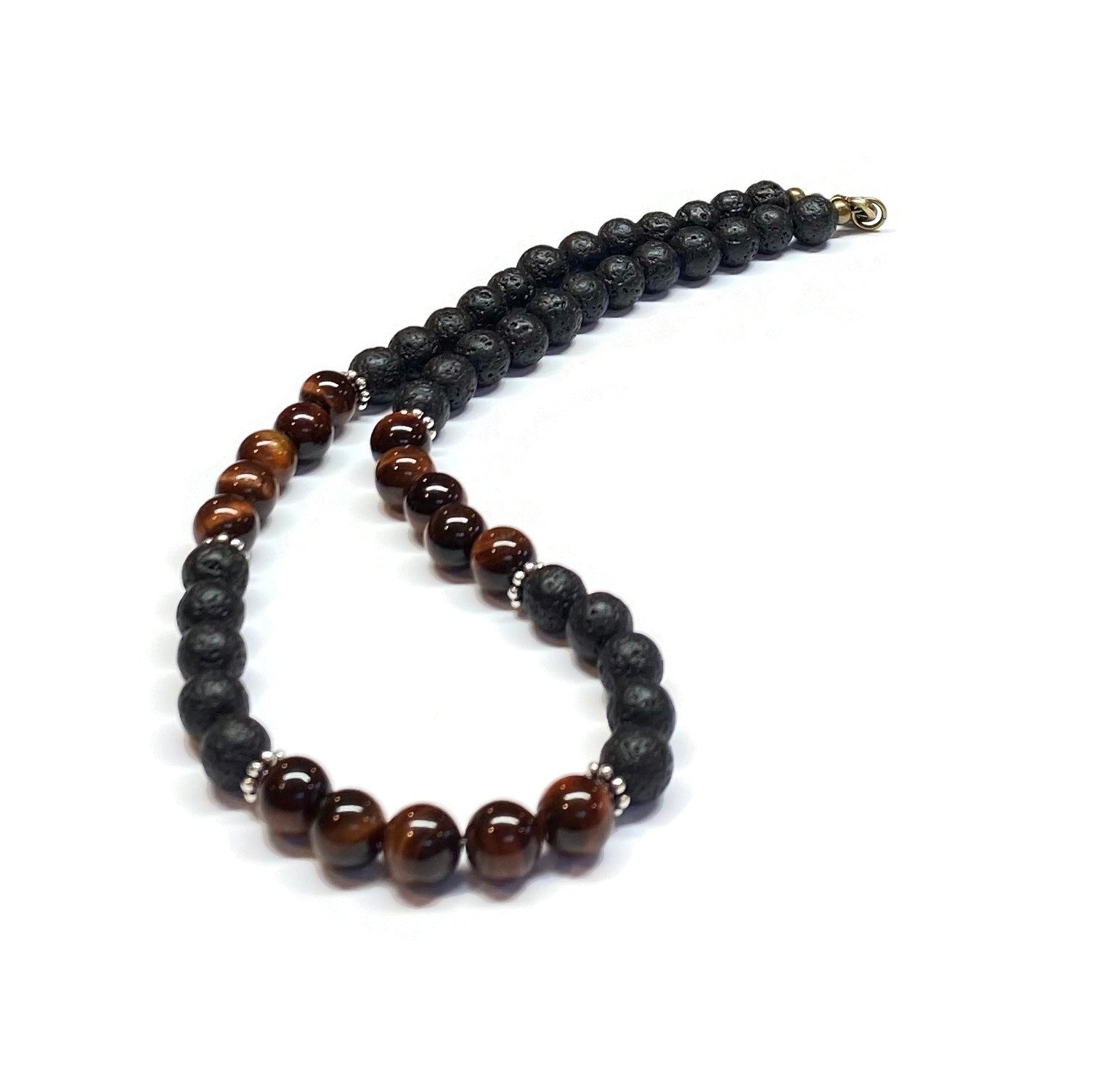 Tiger eye and Lava Rock Necklace