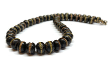 Load image into Gallery viewer, Black Yak Bone Tibetan Prayer Beads with Brass Inlays Necklace
