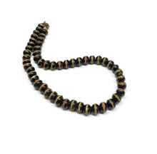 Load image into Gallery viewer, Black Yak Bone Tibetan Prayer Beads with Brass Inlays Necklace
