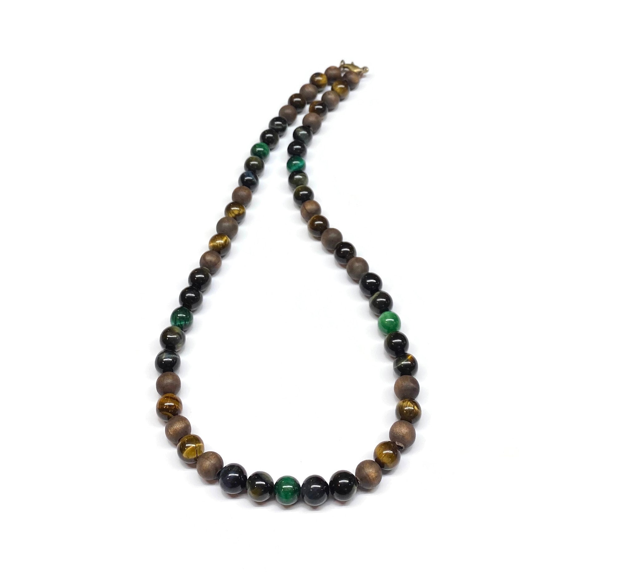 Beaded Tiger's Eye gemstones necklace - Yellow Tiger - Hawk Tiger - Green Tiger