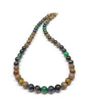 Load image into Gallery viewer, Beaded Tiger's Eye gemstones necklace - Yellow Tiger - Hawk Tiger - Green Tiger
