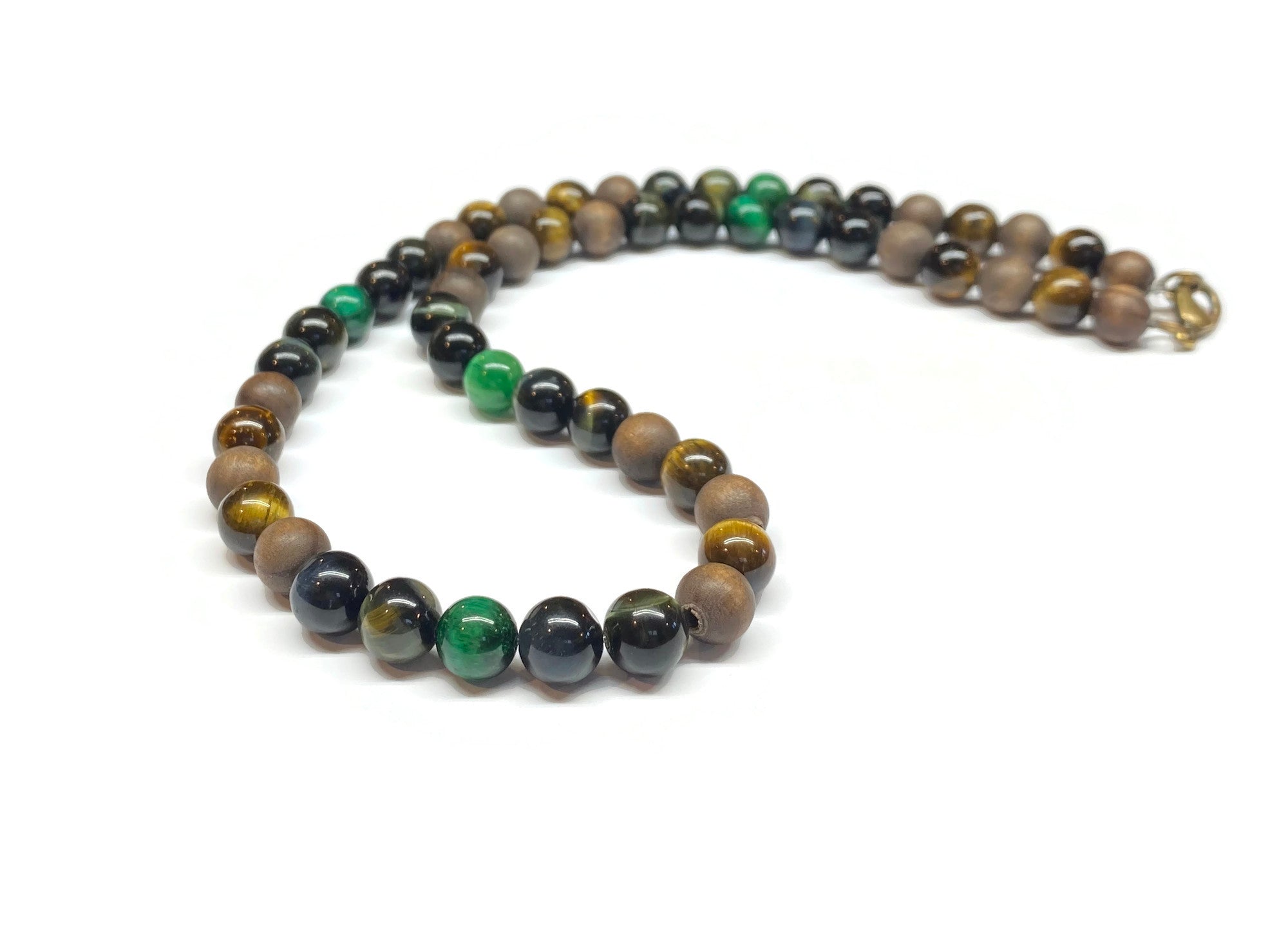 Beaded Tiger's Eye gemstones necklace - Yellow Tiger - Hawk Tiger - Green Tiger