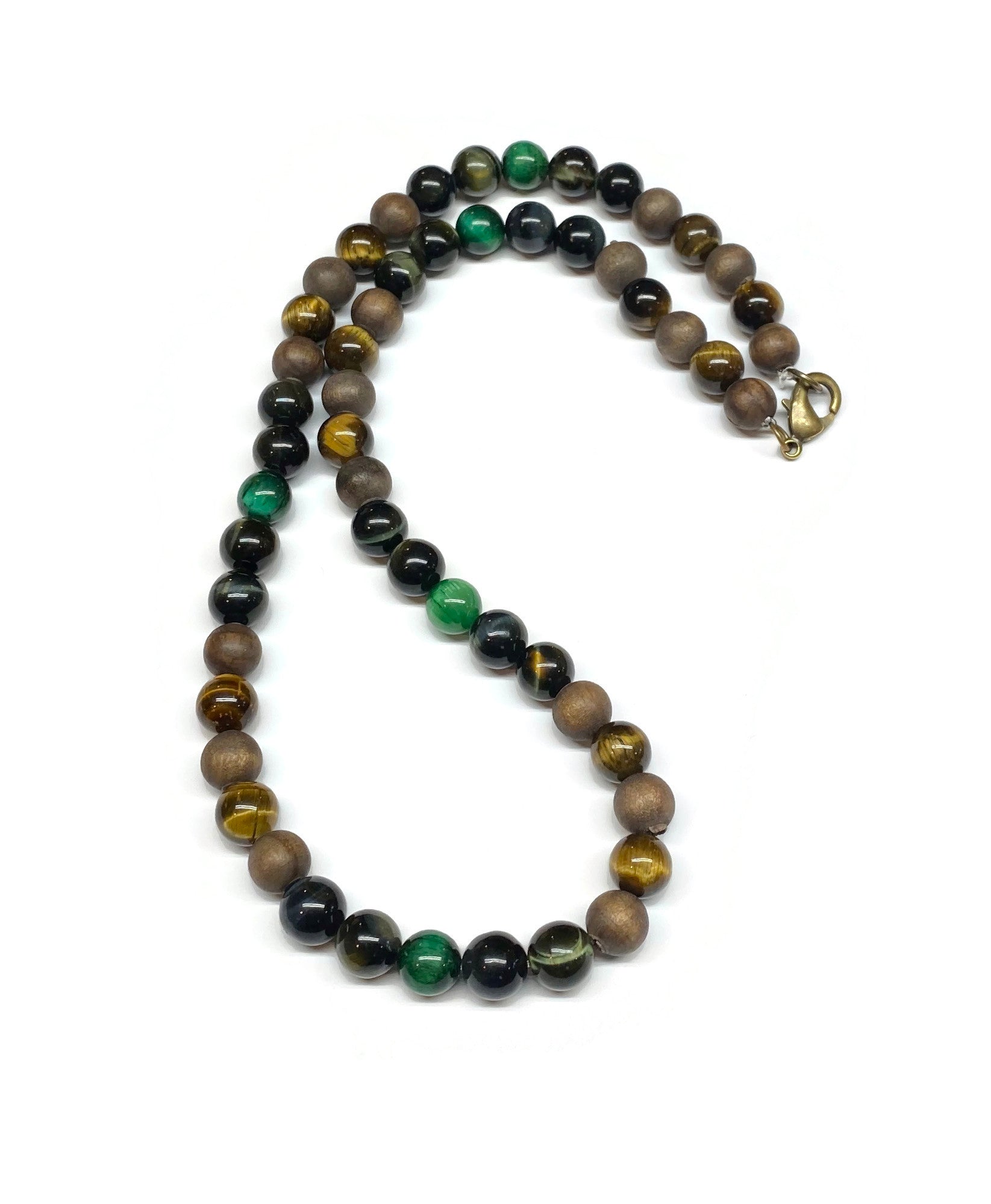 Beaded Tiger's Eye gemstones necklace - Yellow Tiger - Hawk Tiger - Green Tiger
