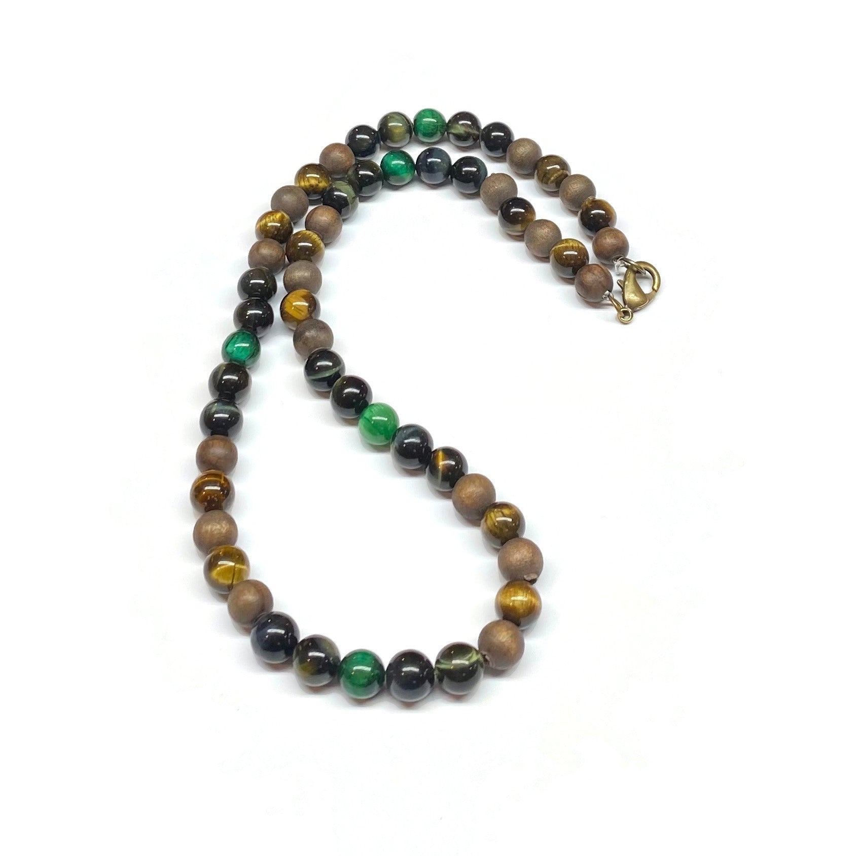 Beaded Tiger's Eye gemstones necklace - Yellow Tiger - Hawk Tiger - Green Tiger