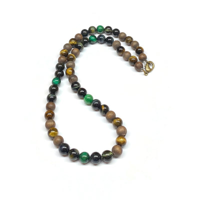 Beaded Tiger's Eye gemstones necklace - Yellow Tiger - Hawk Tiger - Green Tiger