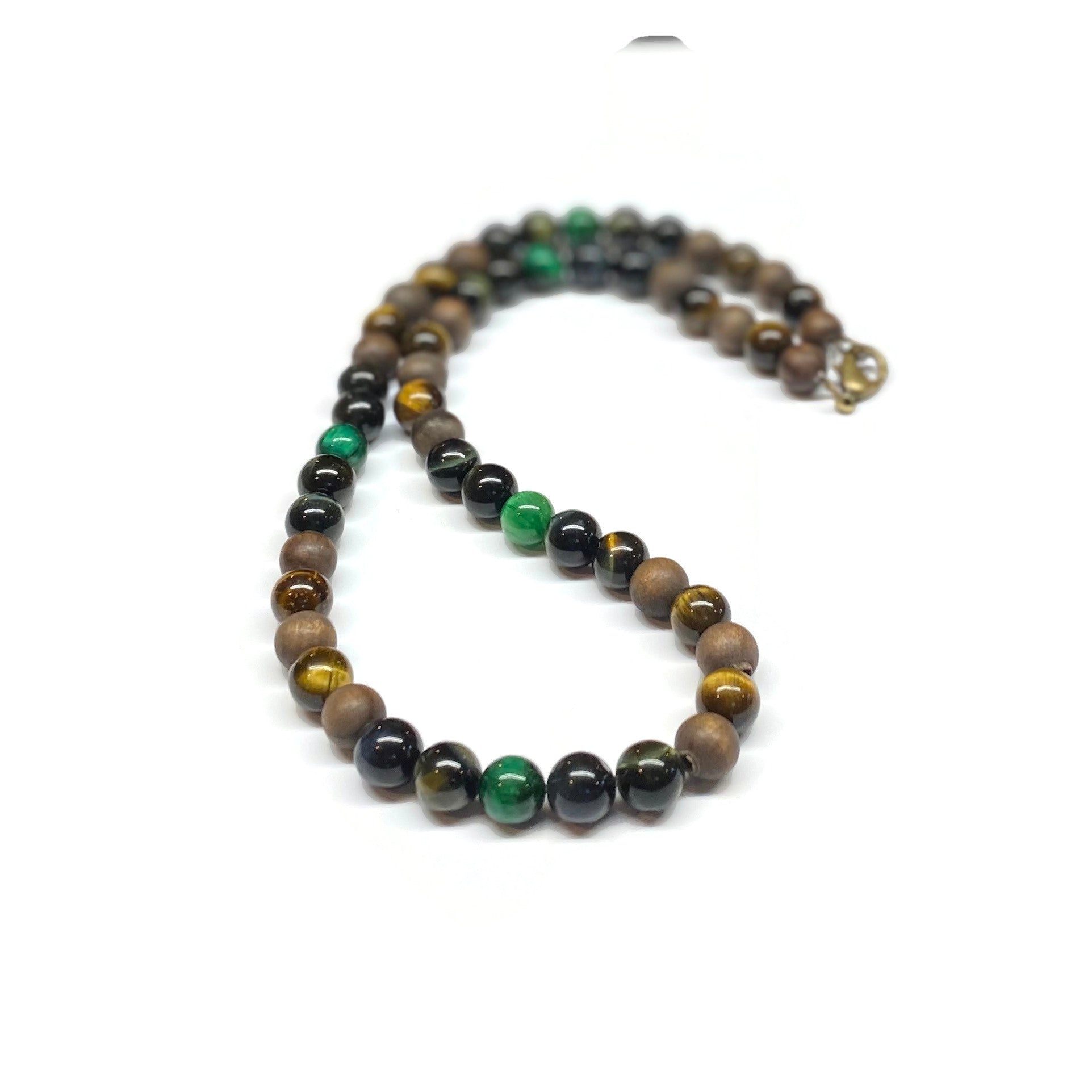 Beaded Tiger's Eye gemstones necklace - Yellow Tiger - Hawk Tiger - Green Tiger