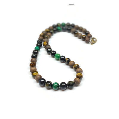 Beaded Tiger's Eye gemstones necklace - Yellow Tiger - Hawk Tiger - Green Tiger