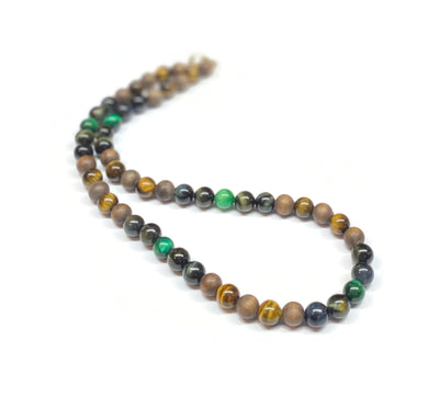 Beaded Tiger's Eye gemstones necklace - Yellow Tiger - Hawk Tiger - Green Tiger