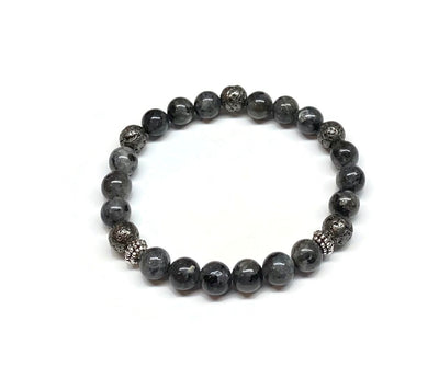 Larvikite Labradorite and Metal Gray Coated Lava Rock