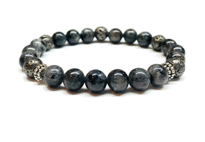 Larvikite Labradorite and Metal Gray Coated Lava Rock