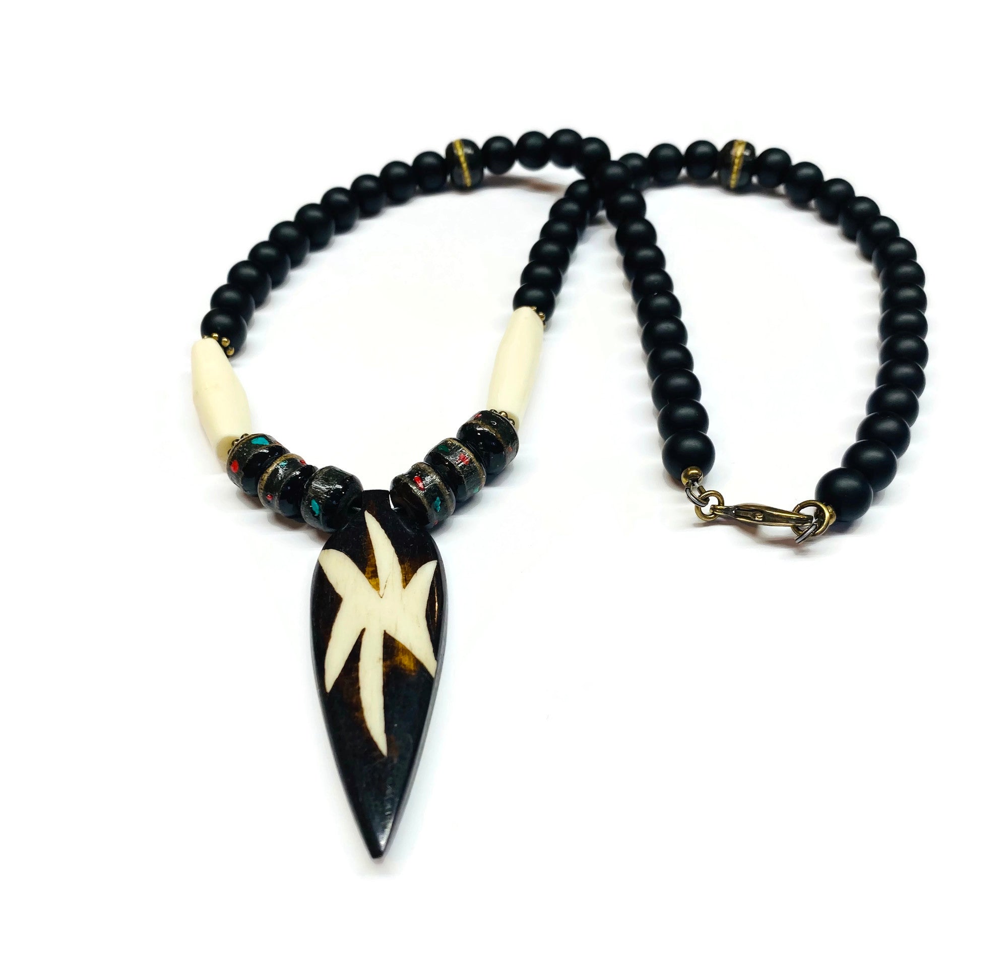 Handmade African Batik Pendant Necklace For Men