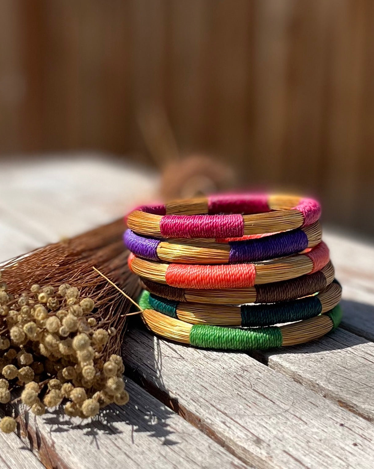 Colorful Golden Grass bangles, Lightweight