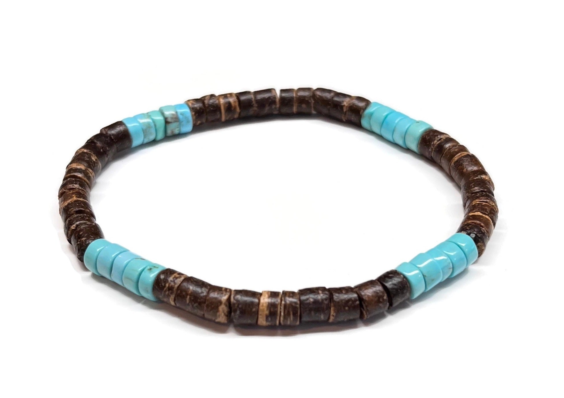 Coconut shell turquoise bracelet