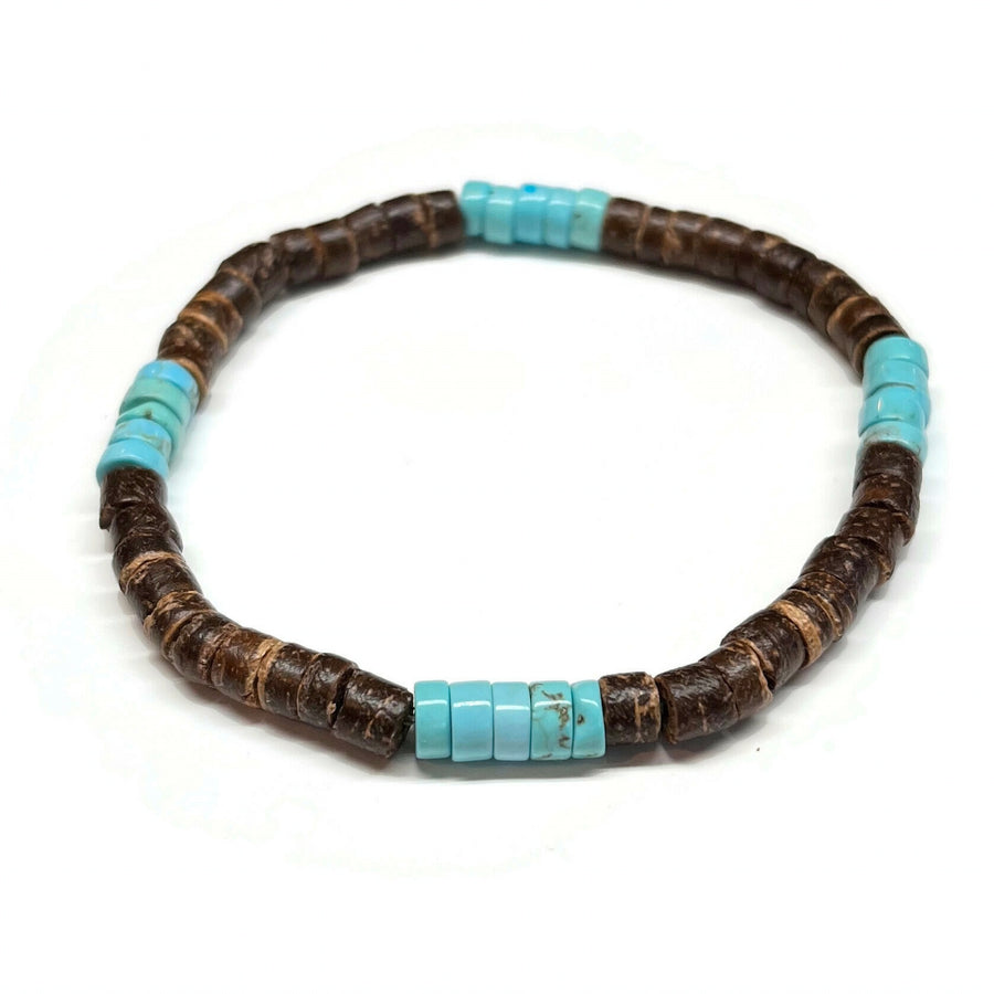 Coconut shell turquoise bracelet