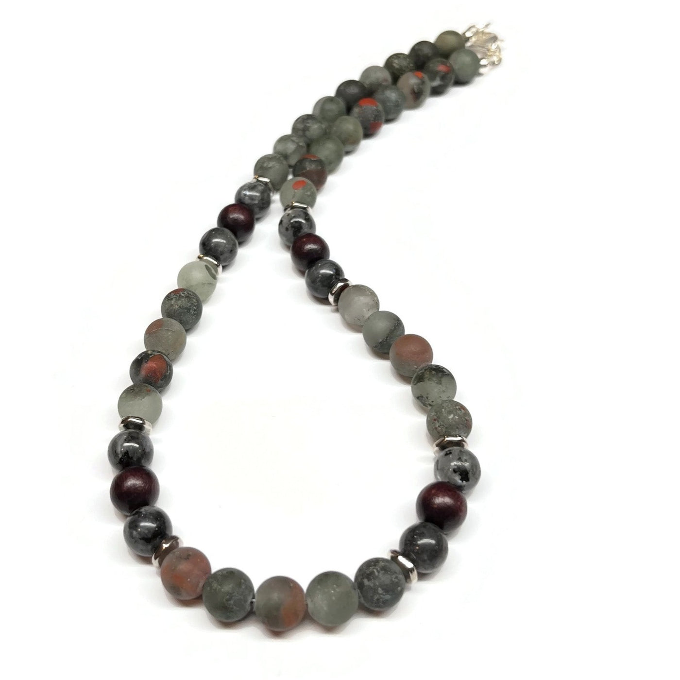 African Matte Bloodstone and Labradorite Necklace