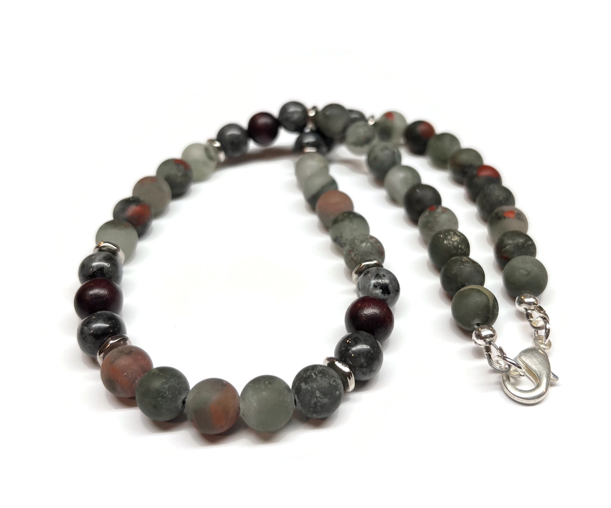 African Matte Bloodstone and Labradorite Necklace