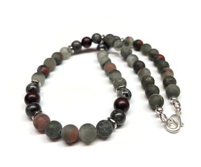 African Matte Bloodstone and Labradorite Necklace