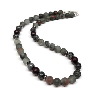 African Matte Bloodstone and Labradorite Necklace