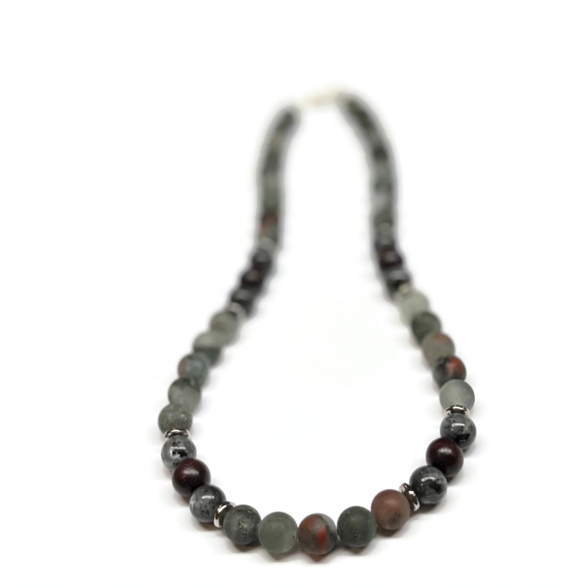 African Matte Bloodstone and Labradorite Necklace