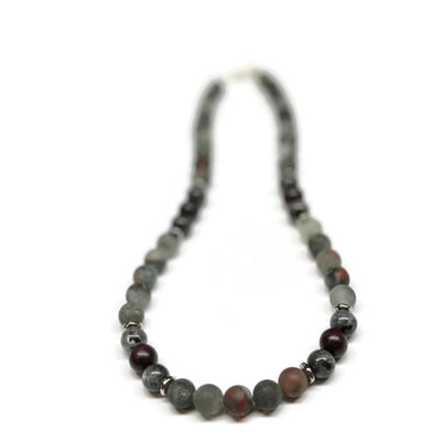 African Matte Bloodstone and Labradorite Necklace
