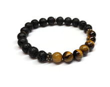 Load image into Gallery viewer, Tiger eye and Lava Rock Bracelet
